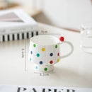 Axyaa Polka Dot Ceramic Coffee Mug - Red Beaded Design
