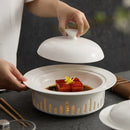 Axyaa Insulated Ceramic Griddle Dish Plate with Cover for Candle Heating