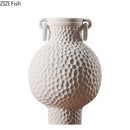 White Ceramic Vase by Axyaa: Minimalist Desk Decor with Artificial Flowers
