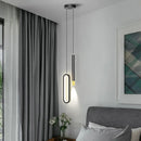 Axyaa Modern Black Pendant Lamps: LED Bedside Lighting, High Ceiling Suspended Light