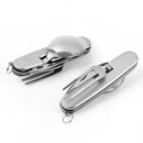 Axyaa 4-in-1 Stainless Steel Pocket Utensil Set for Outdoor Camping
