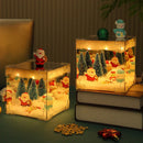 Axyaa Santa Claus Night Light Cube: Elegant Christmas Snow Scene Decor & Lighting - Festive Home Design