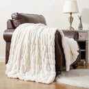 Axyaa Faux Fur Throw Blanket, Double Side Ruched Rabbit Fur, Soft Cozy Mink Blanket