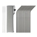Axyaa Stainless Steel Reusable Metal Drinking Straws Set with Cleaner Brush