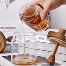 Axyaa Glass Honey Jar with Wooden Dispenser - Airtight Sealed Honey Storing Bottle