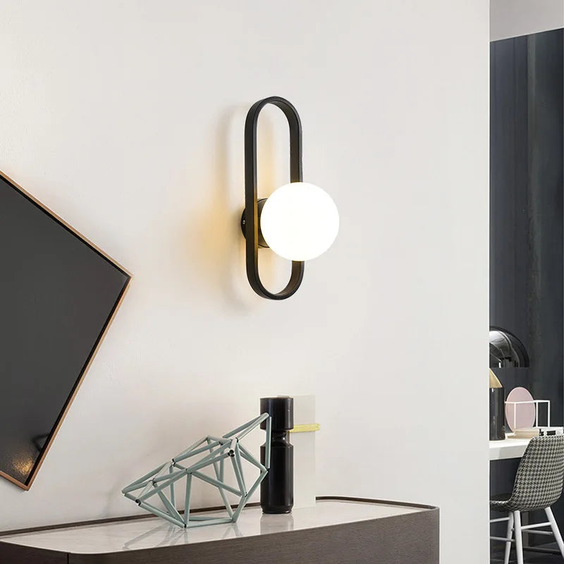 Axyaa Minimalist LED Glass Wall Sconce for Bedroom and Living Room