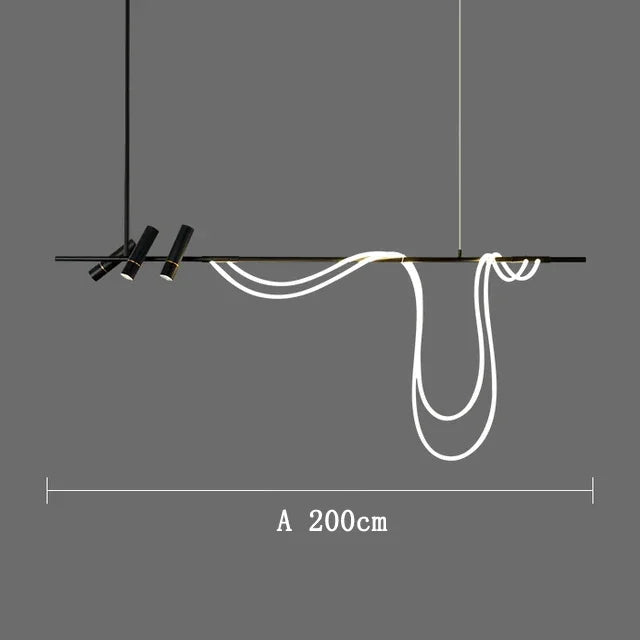 Axyaa Black LED Pendant Chandelier for Kitchen Dining Table - Modern Home Lighting Fixtures