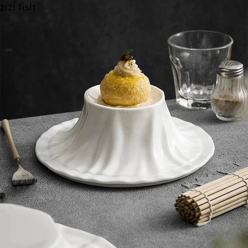 Axya Irregular Ceramic Dessert Plate Set of 4 for Restaurant Presentation