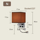 Axyaa Wood Iron LED Wall Lamp with Linen Lampshade for Bedroom and Aisle Lighting