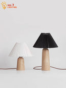 Axyaa Mushroom Table Lamp LED E27 Solid Wood Desk Light for Bedroom Decor