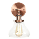 Axyaa Red Bronze LED Wall Lamp with Pull Chain Switch and Clear Glass