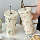 Axyaa Cute Puppy Thermos Straw Bottle: Stainless Steel Water Cup & Coffee Tumbler