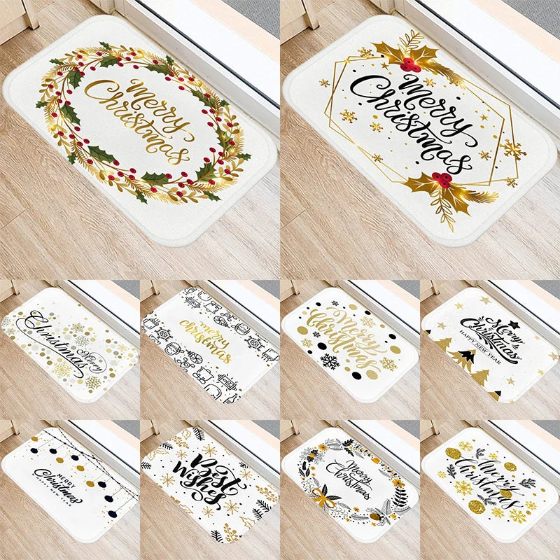 Axyaa Golden Black Letter Printed Door Mat, Non-Slip Floor Home Decoration