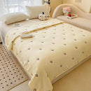 Axyaa Soft Washed Summer Quilt - Minimalist Embroidered Blanket, Single Double Size