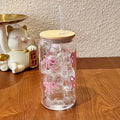Axyaa 500ml Bow Plastic Cup with Lid & Straw, Mason Jar Shaped Tumbler for Coffee, Juice & More