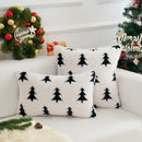 Axyaa Faux Rabbit Fur Christmas Trees Pillow Cover, Soft & Cozy Green/Black/White, 45x45cm