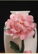 Axyaa Peony Ceramic Vase Home Decoration - Handmade Chinese Art for Living Room
