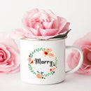 Axyaa Personalized Enamel Flower Mug for Bachelorette Party and Wedding Bridal Shower