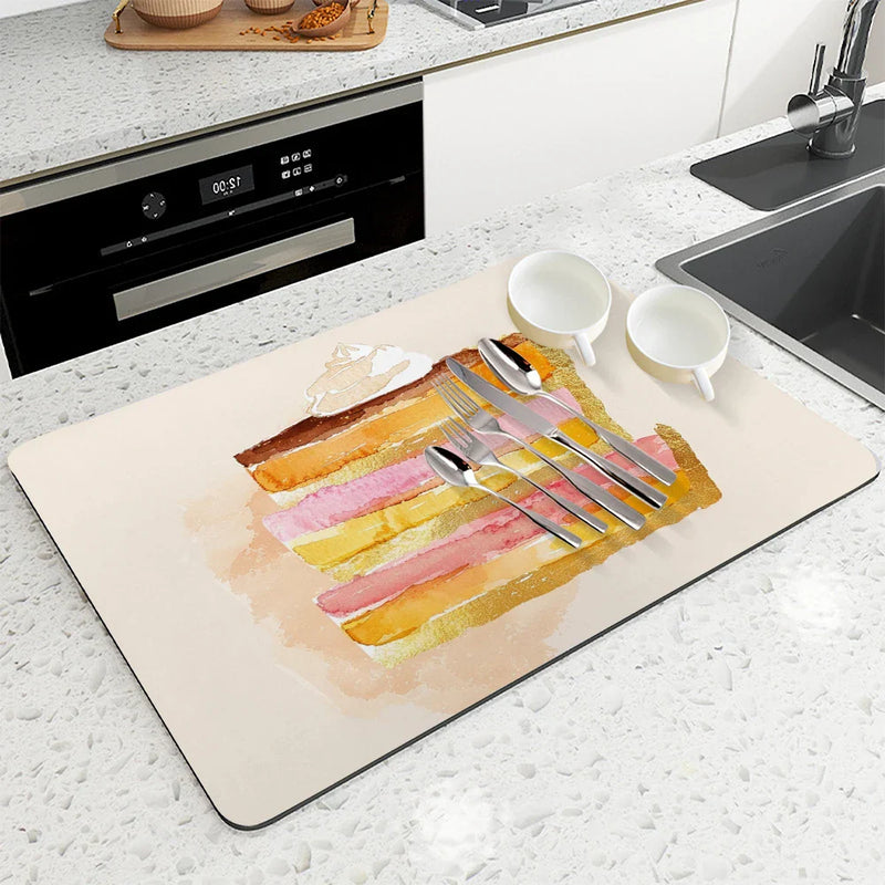 Axyaa Diatom Mud Kitchen Drain Pads Watercolor Cake Absorbent Mat