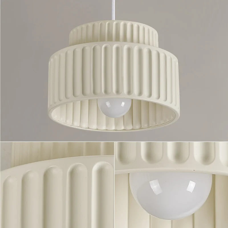 Axyaa Nordic LED Pendant Lamp Cream Resin Hanging Light Fixtures