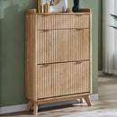 Axyaa Fluted Shoe Cabinet with 2 Flip Drawers, 48" Tall Narrow Organizer