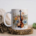 Axyaa Music Theme Ceramic Coffee Mug - Violin Piano Harp Saxophone Picture Mug