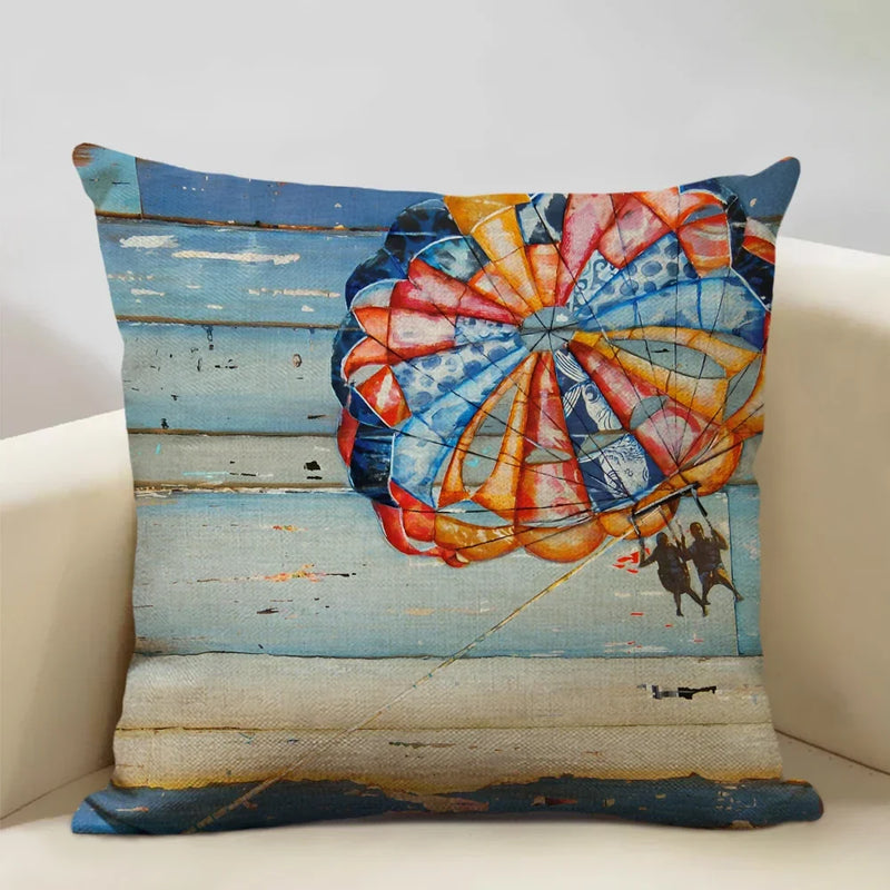 Retro Oil Painting Pattern Pillow Case 45x45cm for Home Sofa Decor - Axyaa