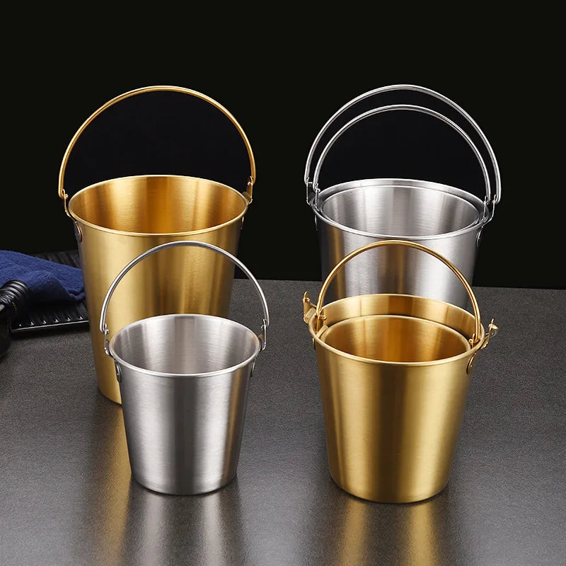 Axyaa Stainless Steel Ice Bucket with Handle for Bar Party - 0.7L