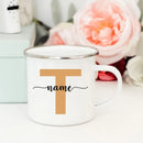 Axyaa Enamel Coffee Mugs with Custom Initial Name - Personalized Outdoor Cups