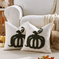 Axyaa Pumpkin Chenille Pillow Cover - Cozy Fall Harvest Decor, Beige/Coffee/Orange Texture