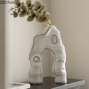 Axyaa Ceramic Hollow Vase: Artificial Flower Arrangement for Aesthetic Room Decor