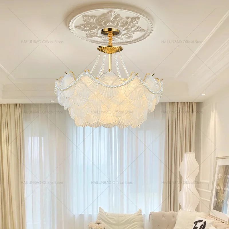 Axyaa French Chandelier: Elegant Cream Crystal Light for Luxury Living & Dining Rooms