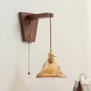 Axyaa Walnut Copper LED Wall Sconce with Pull Chain Switch