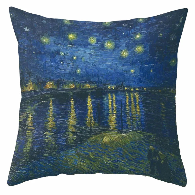 Axyaa Van Gogh Style Oil Painting Cushion Cover 45x45cm Square Pillow Case