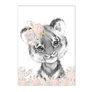 Axyaa Pink Flower Animals Baby Name Canvas for Girls Bedroom
