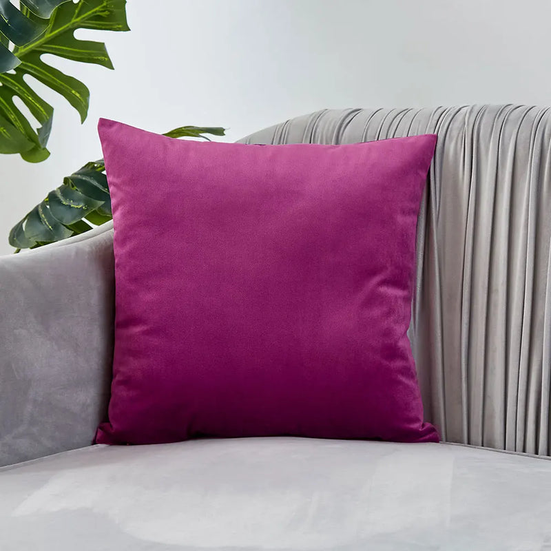 Axyaa Wine Red Velvet Cushion Cover - Nordic Home Decor Pillowcase for Sofa