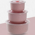 Axyaa Wheat Straw Fresh-Keeping Bowl Set with Lid - Microwaveable Round Lunch Box