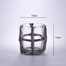 Axyaa Glass Vase Stripe Cross Binding Flower Arrangement Terrarium Decor