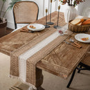 Axya Cotton Linen Striped Table Runner with Dual Color Tassels