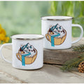 Enamel Mountain Mug with Handle by Axyaa. Best Camping Gift for Outdoor Lovers