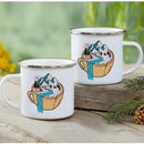 Enamel Mountain Mug with Handle by Axyaa. Best Camping Gift for Outdoor Lovers