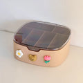 Axyaa Kawaii Desk Organizer with Sticker Lid - Cute Plastic Jewelry & Stationery Storage Box