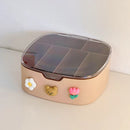 Axyaa Kawaii Plastic Desk Organizer with Sticker Lid for Cute Stationery Storage
