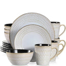 Axyaa Grey Embossed Stoneware Tableware Set for 4/8/12 Pieces