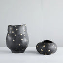 Axyaa Black Resin Flower Pot Gold Point Vase Home Decor Irregular Floral Arrangement