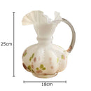 Axyaa Flower Texture Glass Vase Desk Decoration with Artificial Flowers