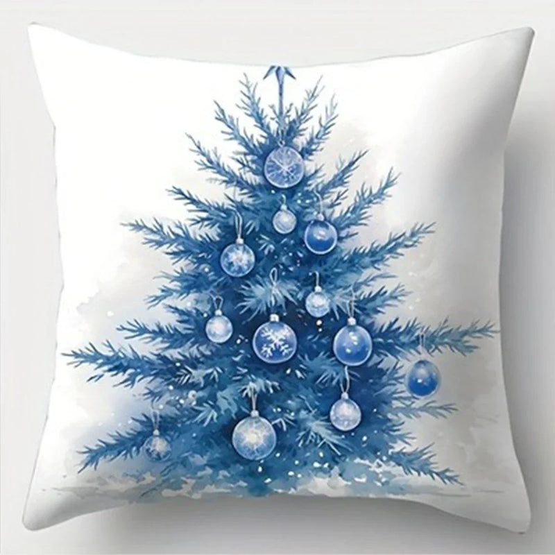 Axyaa Blue Gift Box Stove Pillowcase - Home Room Decor & Sofa Cushion Cover