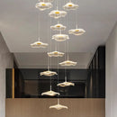 Axyaa Crystal Chandelier Stair Pendant Lamp Living Room Light Fixture