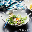 Axyaa White Ceramic Plate Set for Dining and Kitchen, Irregular Design, Durable Structure
