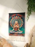 Macrame Yoga Wall Tapestry by Axyaa - Boho Meditation Goth Decor for Bedroom